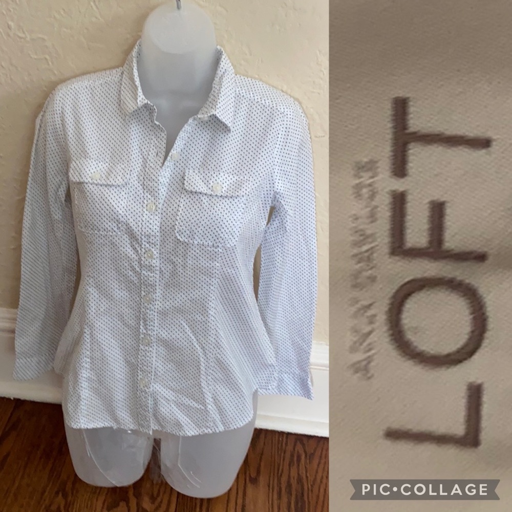 Loft Shirt Petite - small polkaDots-black&white